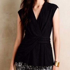 AnthropologieDeletta SwissDot Faux Wrap Peplum Top